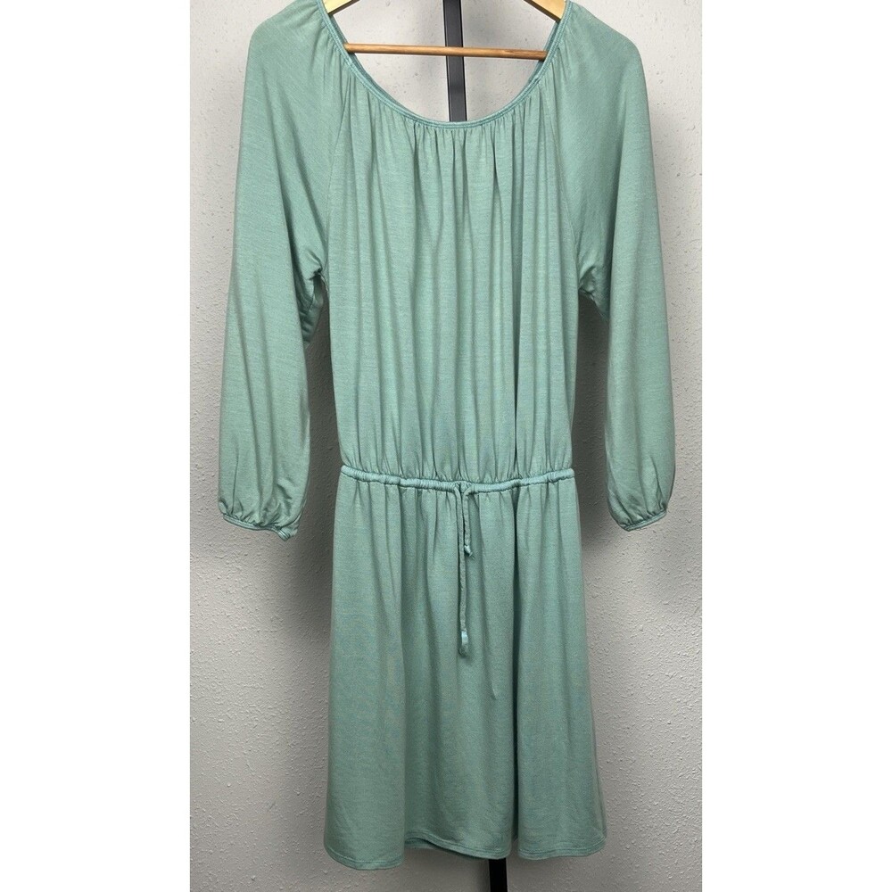 Go Couture Dress Long Sleeve Mini Off Shoulder Cinch Waist Green XL Made USA NWT